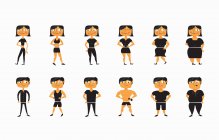Abfolge von Männern und Frauen von dünn bis übergewichtig — Stockfoto