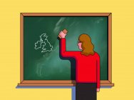 Teacher erasing European Union and leaving map of British Isles — Stock Photo