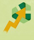Flecha y símbolo de reciclaje sobre fondo verde - foto de stock