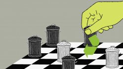 Mülltonnen Schachfiguren — Stockfoto