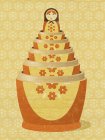 Russian nesting doll on yellow background — Stock Photo