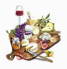 Sortiment an Früchten und Käse — Stockfoto