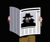 Шпион смотрит через глазницы в газете — стоковое фото