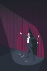 Spotlight on theater performer taking curtain call — Stock Photo