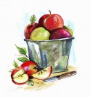 Ripe Apples in bucket — Stock Photo