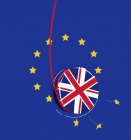 UK yo-yo breaking European Union flag — Stock Photo