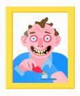 Verrückter Mann im Spiegel beim Zähneputzen — Stockfoto