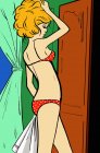 Mulher vestindo lingerie no quarto — Fotografia de Stock