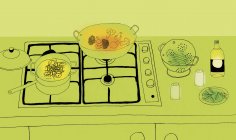 Preparação de alimentos no fogão a gás — Fotografia de Stock