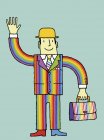 Businessman in rainbow suit waving hand — Stock Photo