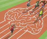 Athletes running on brain track — Stock Photo