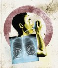 Людина використовує інгалятор для астми — стокове фото