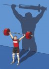 Weightlifter shadowing syringe barbell — Stock Photo
