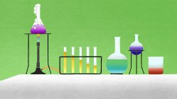Различные химикаты в лаборатории — стоковое фото