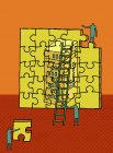 Arbeiter bauen Hochhaus Puzzle — Stockfoto