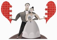 Noiva e noivo com coração de quebra-cabeça — Fotografia de Stock