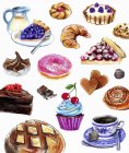 Variación de pasteles y dulces - foto de stock