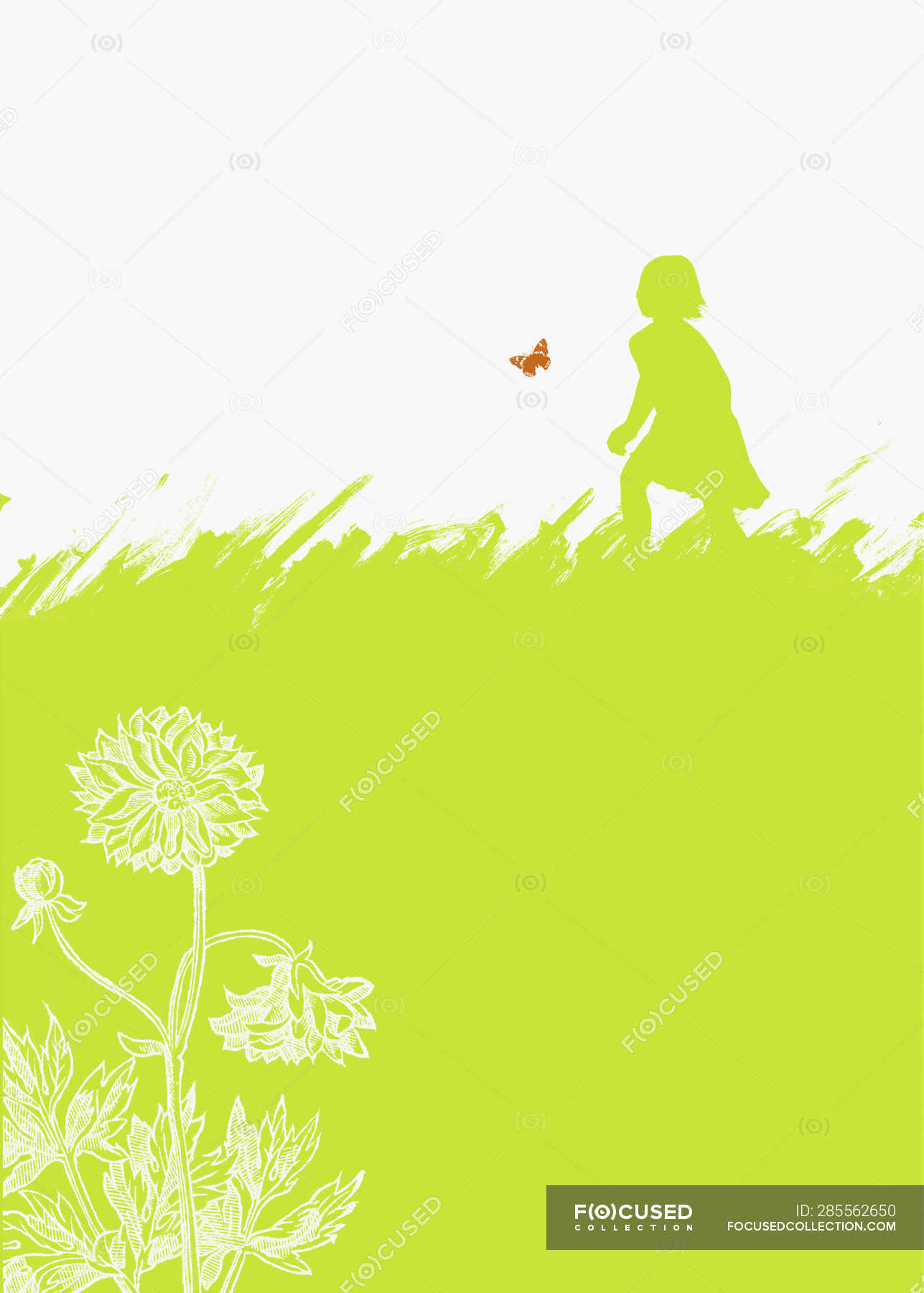 girl chasing butterfly