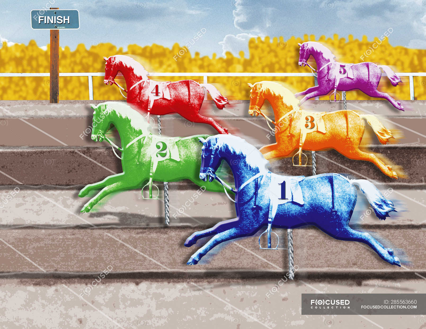 multicolored-horses-crossing-finish-line-recreation-gambling-stock