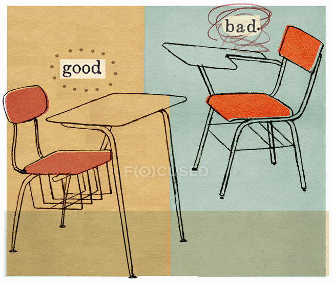 Scrivania per studenti buona e cattiva — Foto stock