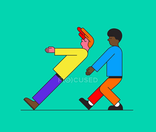 Boy falling down trusting on friend catching him up — Stock Photo