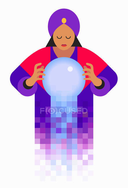 Fortune teller looking in crystal ball — Stock Photo