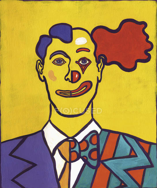 Portrait of a man half businessman half clown — Stock Photo