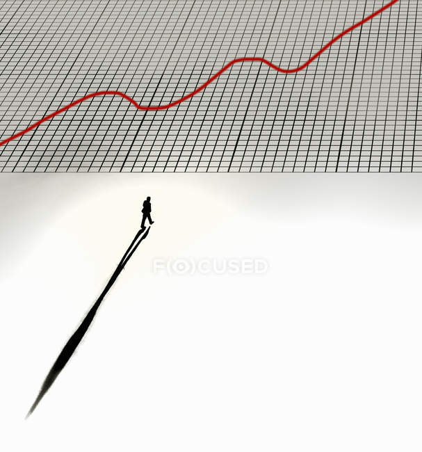 Man walking onto graph — Stock Photo