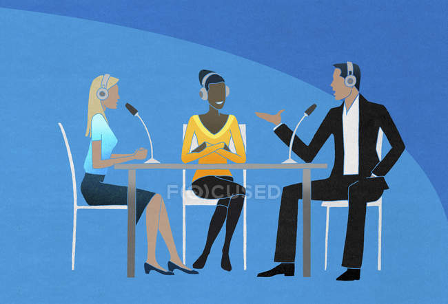Two women and man having an interview — Stock Photo