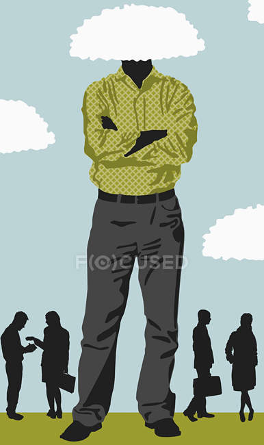 Businessman with head in clouds — Stock Photo