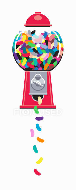 Colorful shapes falling from gumball machine — Stock Photo