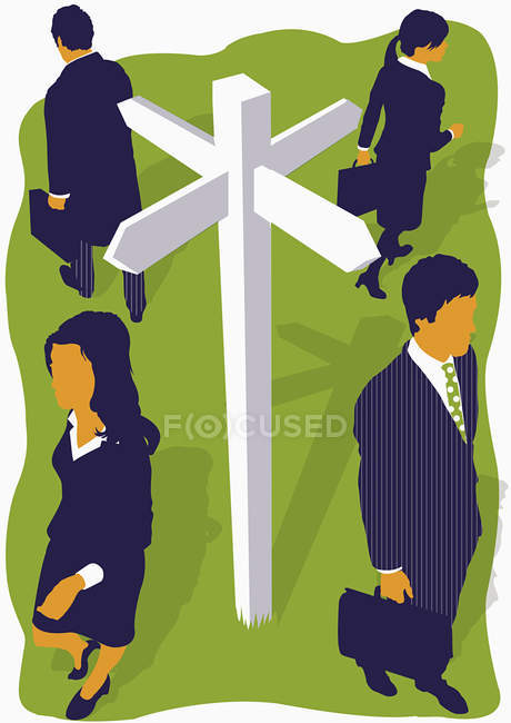 Business people at crossroad — Stock Photo