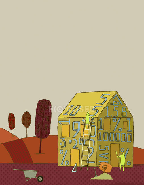 Пара будівельних будинків з номерами — стокове фото