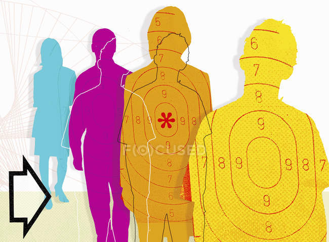 Multicolored people with targets — Stock Photo
