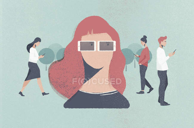 Young woman wearing smartphone glasses — Stock Photo