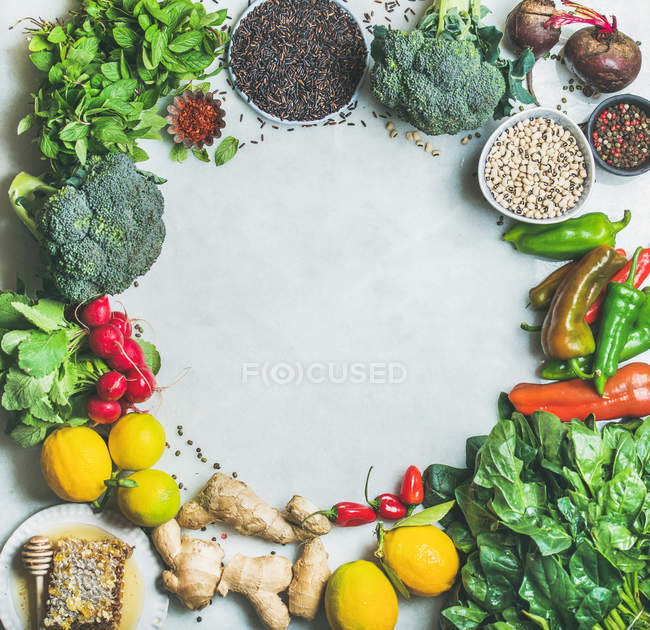 Clean eating cooking ingredients — Stock Photo