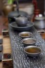 Classic chinese tea set on tea table, close-up — Stock Photo