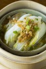 Traditional chinese bok choy cabbage in steamer — Stock Photo