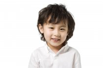 Portrait of little Asian boy on white background — Stock Photo