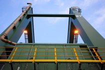 Low angle view of machinery at shipping port — Stock Photo