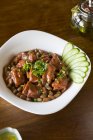 Traditional chinese braised pork and beans with brown sauce — Stock Photo