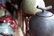 Traditional Chinese ceramic tea caddies — Stock Photo