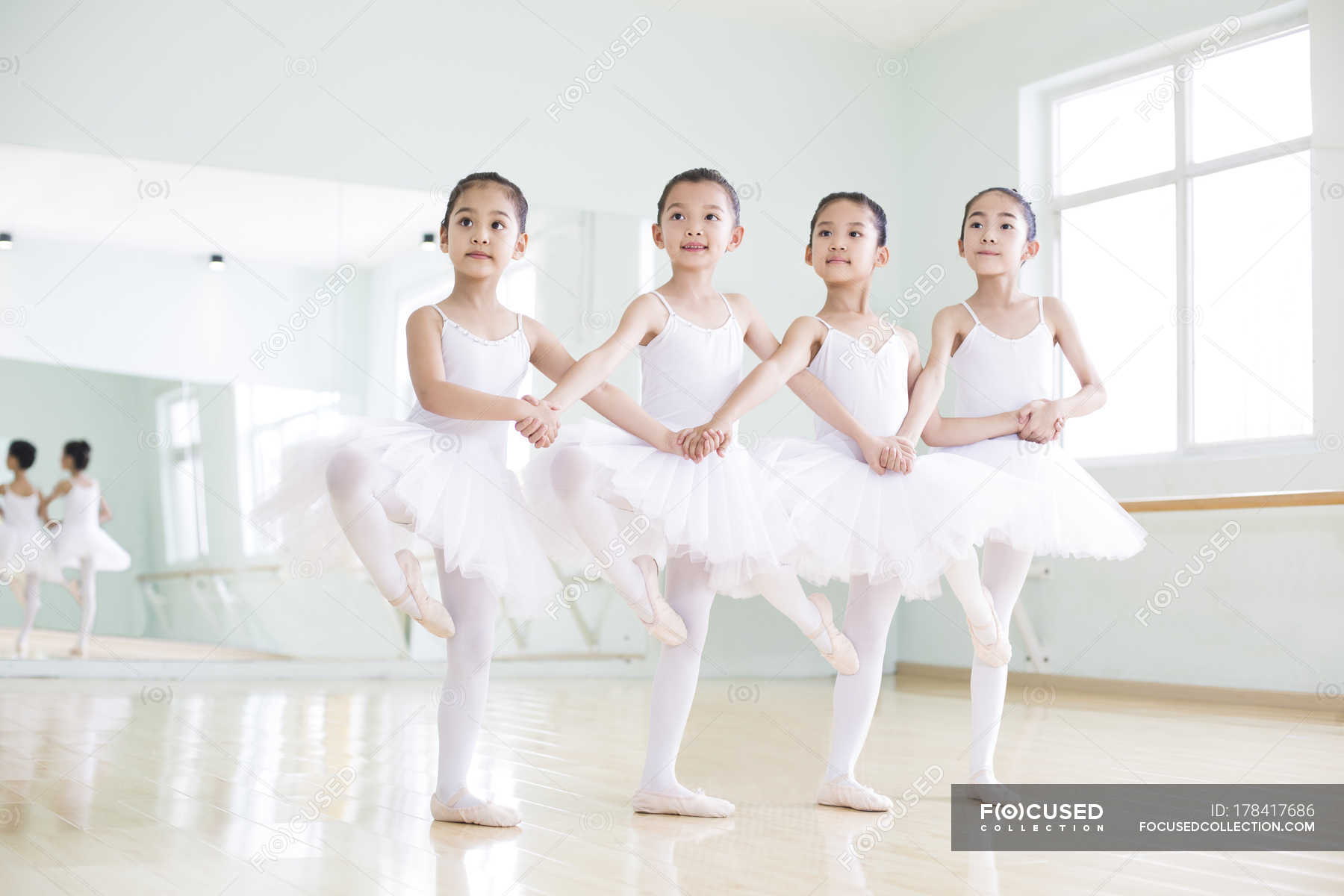Chinese Girls Practicing Ballet Dance Class Posing Stock Photo Chinese Girls Practicing Ballet Dance Class Posing Stock Photo
