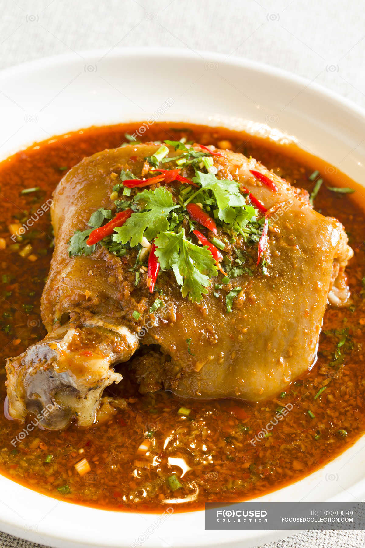 Traditional chinese braised pork with brown sauce — design, nutrition