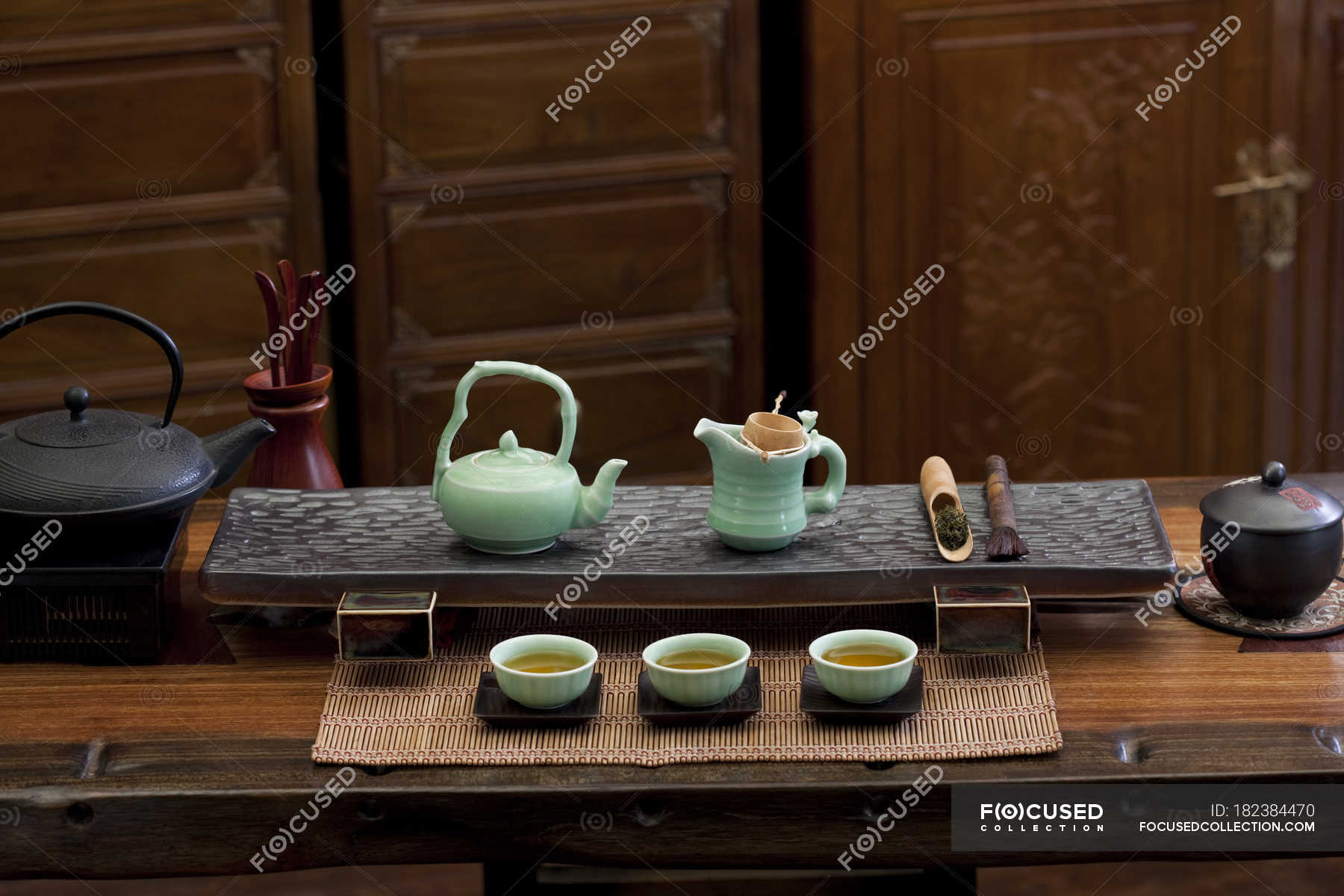 Traditional Chinese Tea Room With Served Tea Hot Drink Classic 
