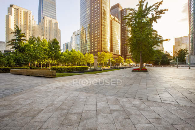 Urban scene of road and modern architecture of Beijing, China — Stock Photo