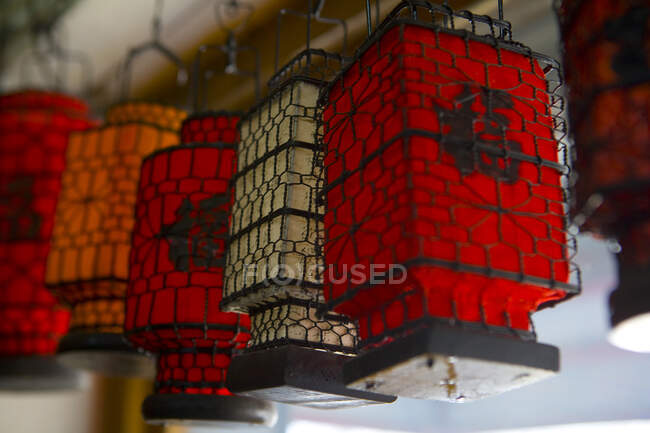 Lanternes, Temple Yonghegong Lama, Pékin, Chine — Photo de stock