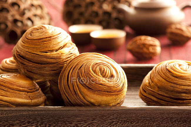 Chinese traditional food snail-shaped buns — Stock Photo