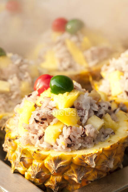 Close up shot of chinese snacks, pineapple rice — Stock Photo