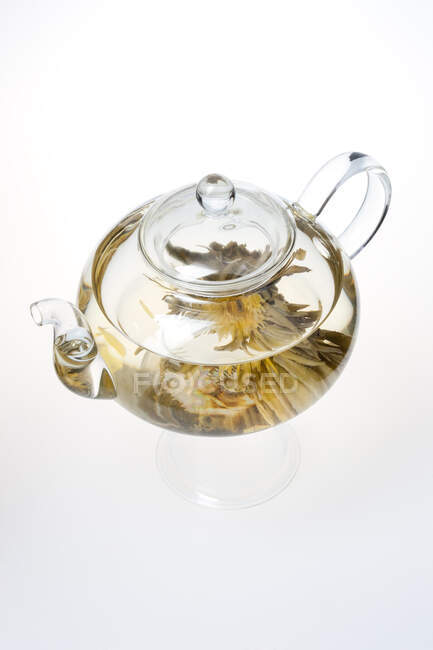 Китайский травяной чай в чайник изолированы на белом фоне — стоковое фото